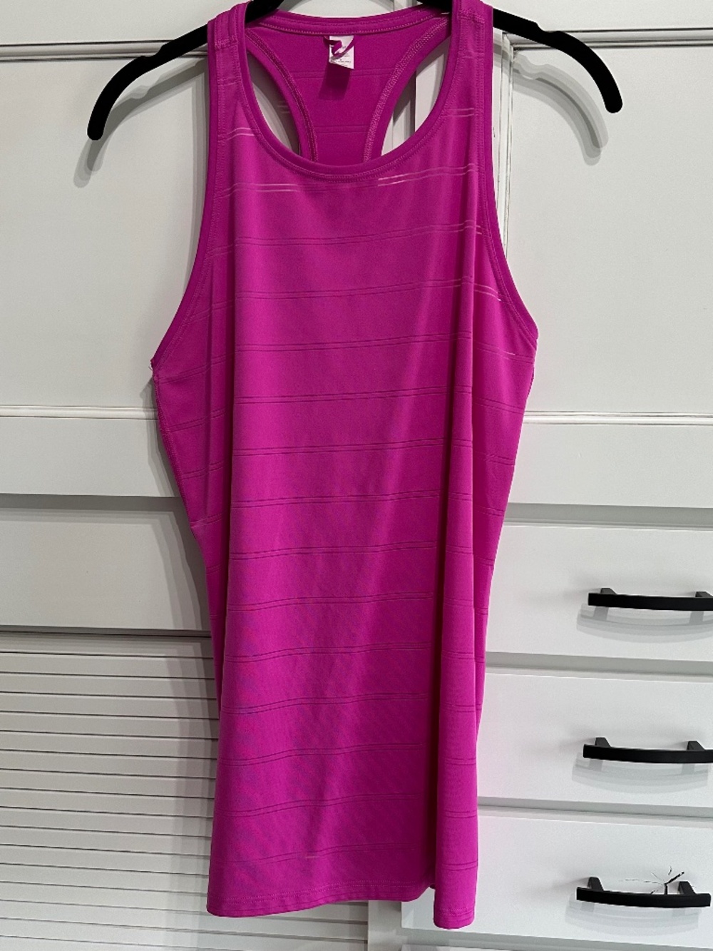 Athleta Striped Mesh Fuchsia Chi Racer Back high neck tank top small